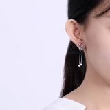 S925 Pure Silver Matte Antique Butterfly Tassels Eardrop Retro Earrings