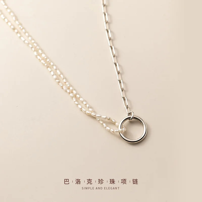 S925 Baroque Pearl Necklace - Small Pearls & Asymmetrical Design