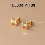 S925 Silver Zircon Letter H Stud Earrings for Women