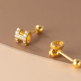 S925 Silver Zircon Letter H Stud Earrings for Women