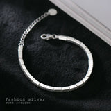 S925 Silver Retro Square Bracelet Geometric Stitching Jewelry
