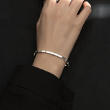 S925 Silver Retro Square Bracelet Geometric Stitching Jewelry