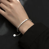 S925 Silver Retro Square Bracelet Geometric Stitching Jewelry