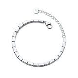S925 Silver Retro Square Bracelet Geometric Stitching Jewelry