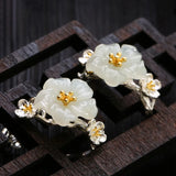 S925 Silver Hotan Jade Plum Blossom Jewelry Sets for Women