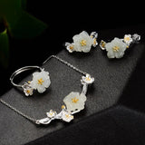 S925 Silver Hotan Jade Plum Blossom Jewelry Sets for Women