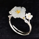 S925 Silver Hotan Jade Plum Blossom Jewelry Sets for Women
