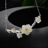 S925 Silver Hotan Jade Plum Blossom Jewelry Sets for Women