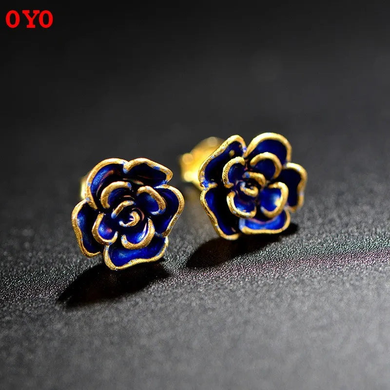 S925 Silver Orchid Ear Studs