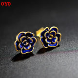 S925 Silver Orchid Ear Studs