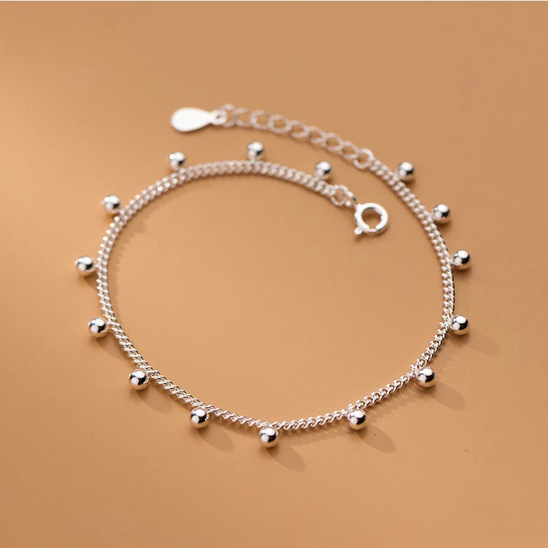 S925 Silver Bracelet Light Beads Peas Air Literary Hand Jewelry