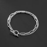 S925 Silver Bracelet Double Chain Oval Buckle Jewelry