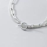 S925 Silver Bracelet Double Chain Oval Buckle Jewelry