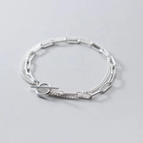 S925 Silver Bracelet Double Chain Oval Buckle Jewelry
