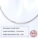 S925 Silver Chain Necklace for Women with Pendant, 50-55mm Sterling Silver Chain