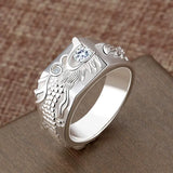 S925 Silver Chinese Dragon Diamond Ring Men's Domineering Niche Jewelry