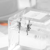 Thai Silver Angel Earrings Ethnic Ear Jewelry for Female Party