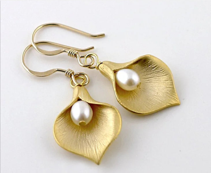 S925 Silver Flower Pearl Earrings for Women
