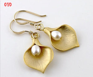 S925 Silver Flower Pearl Earrings for Women
