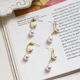 S925 Silver Half Arc Pearl Earrings - DIY Jewelry Accessories