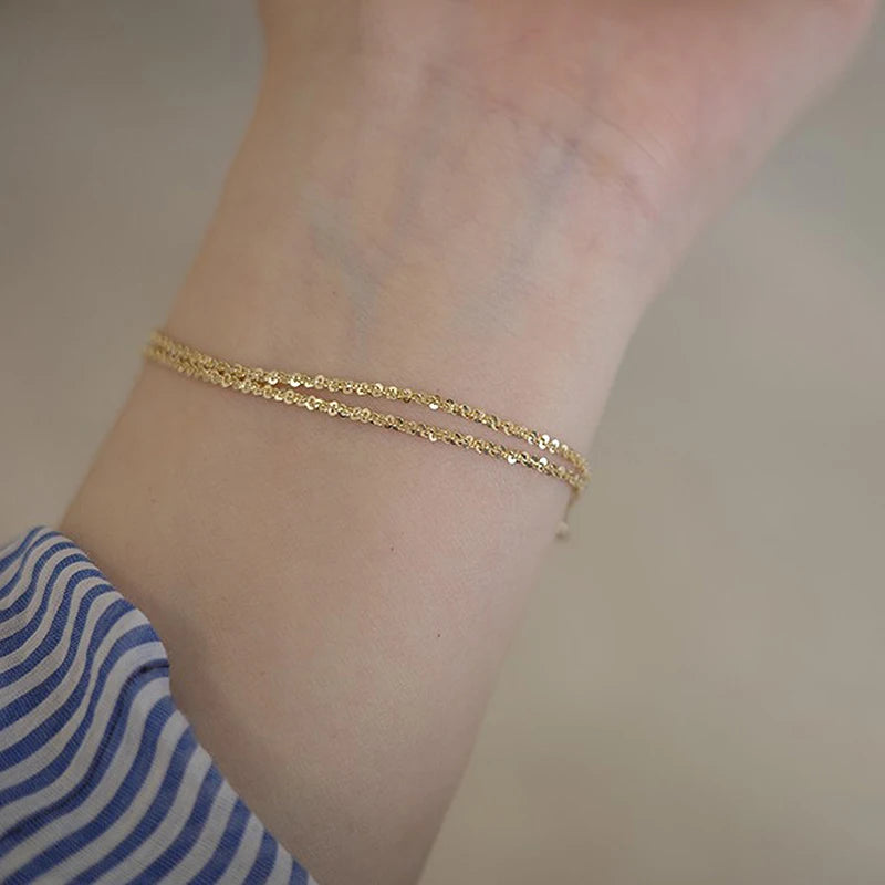 S925 Silver Gilded Sparkling Bracelet - Ins and Wind Starry River