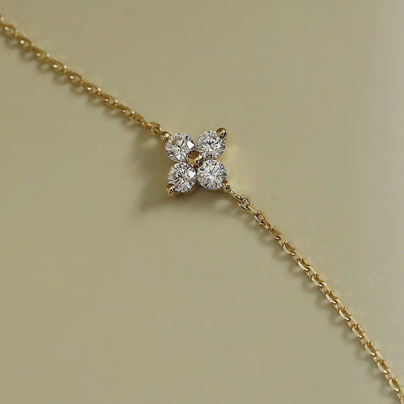 S925 Silver Gilded Bracelet Women's Mini Clover Chain