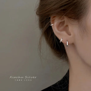 S925 Silver Circle Ear Buckle Small Sleeping Earrings