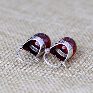 S925 Silver Garnet Earrings Silver Mosaic