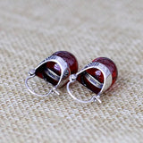 S925 Silver Garnet Earrings Silver Mosaic