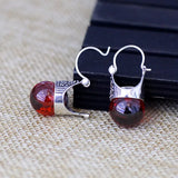 S925 Silver Garnet Earrings Silver Mosaic