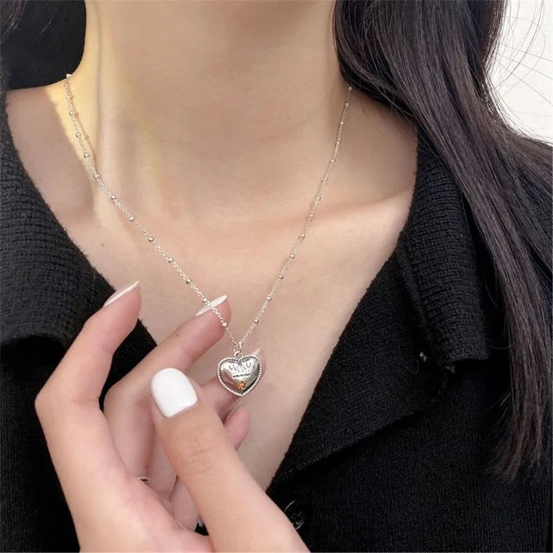 S925 Silver Love Pendant Chain Necklace Women's Jewelry
