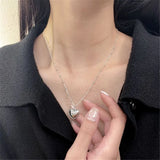 S925 Silver Love Pendant Chain Necklace Women's Jewelry