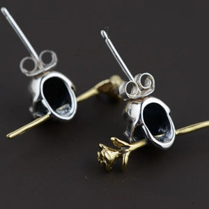 S925 Silver Skull Earrings for Men