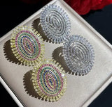 S925 Silver Copper Zircon Ellipse Crystal Earrings DIY Jewelry Accessories