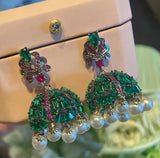 S925 Silver Needle Tassel Pearl Earrings with Zircon Bells - Flower Jewelry
