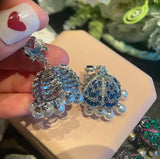 S925 Silver Needle Tassel Pearl Earrings with Zircon Bells - Flower Jewelry