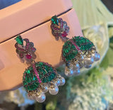 S925 Silver Needle Tassel Pearl Earrings with Zircon Bells - Flower Jewelry