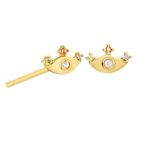 S925 Silver Needle Zircon Eye Earrings Set Fine Jewelry