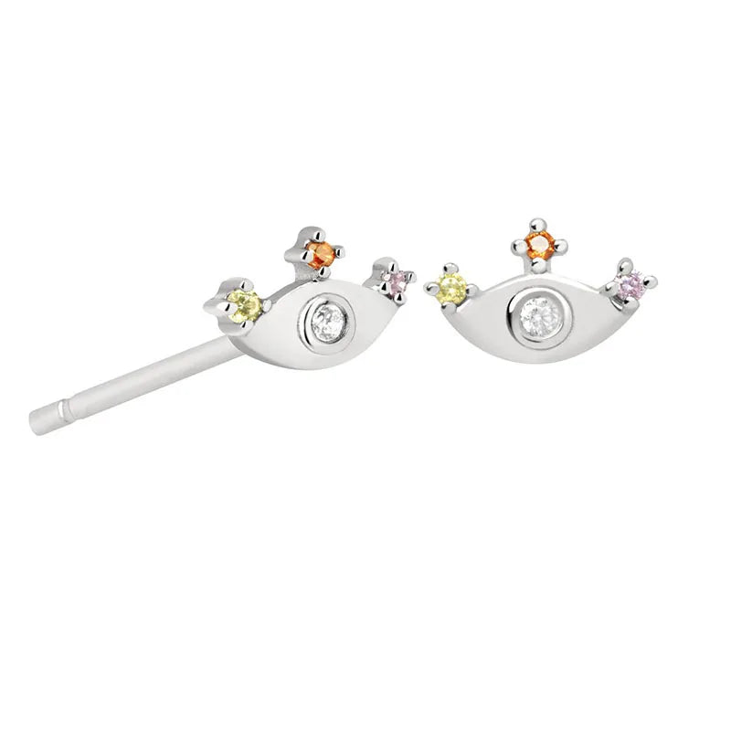 S925 Silver Needle Zircon Eye Earrings Set Fine Jewelry