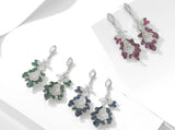 S925 Silver Needle Zircon Leaf Earrings