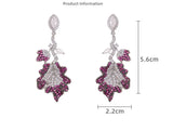 S925 Silver Needle Zircon Leaf Earrings