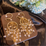 S925 Silver Tassel Bead Smelting Lantern Earrings