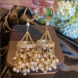 S925 Silver Tassel Bead Smelting Lantern Earrings