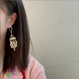 S925 Silver Tassel Bead Smelting Lantern Earrings