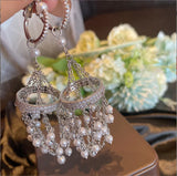 S925 Silver Tassel Bead Smelting Lantern Earrings