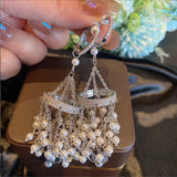 S925 Silver Tassel Bead Smelting Lantern Earrings