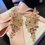 Retro Feather Wings Earrings Zircon Inlaid 18K Plated Gradient