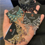 Retro Feather Wings Earrings Zircon Inlaid 18K Plated Gradient