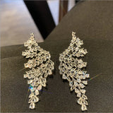 Retro Feather Wings Earrings Zircon Inlaid 18K Plated Gradient