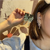 Retro Feather Wings Earrings Zircon Inlaid 18K Plated Gradient